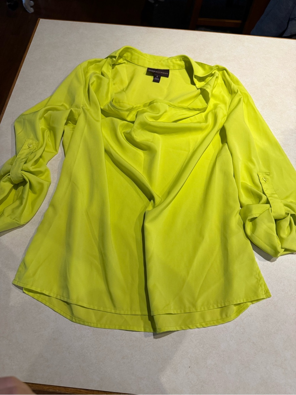 Dana Buchman Neon Lime Drape Front Blouse